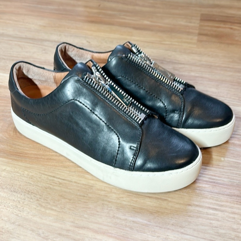FRYE Lena Leather Platform Zip Up Shoes